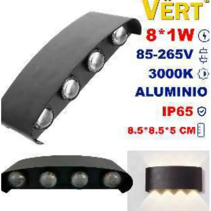 Lámpara LED de pared moderna en aluminio negro 8 W 3000 K