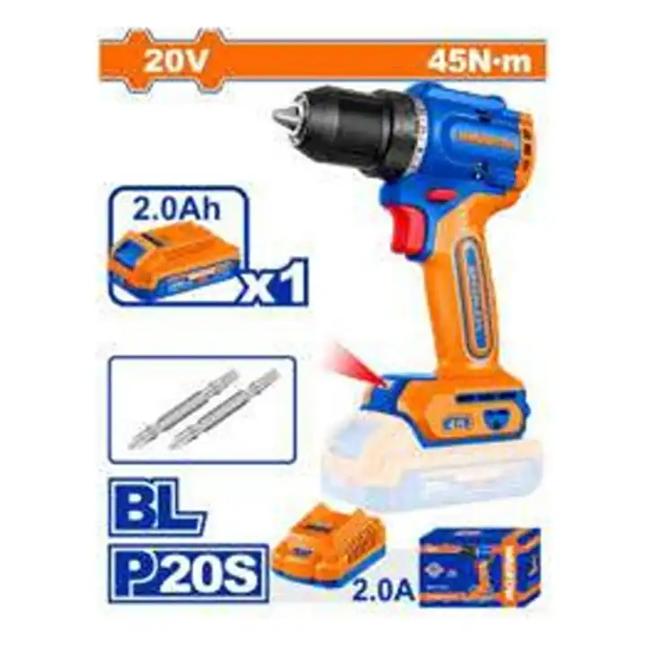 Taladro percutor inalámbrico BL 20 V 45 N·m (kit con 1 batería 2,0 Ah y cargador)