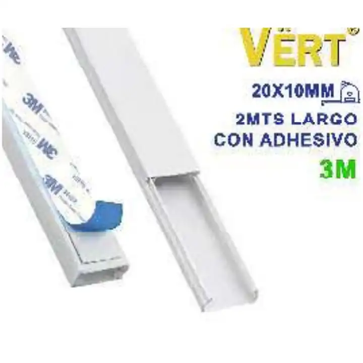 Canaleta plástica con adhesivo 3M 20 x 10 mm x 2 m